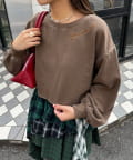CIAOPANIC(チャオパニック) ネック刺繡ピグメントショートスウェット