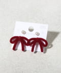 3COINS(スリーコインズ) パールフロッキーリボンピアス4個セット