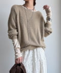 DOUDOU(ドゥドゥ) 【WEB限定】バックロゴ刺繍シャギーニット