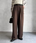 Chez toi(シェトワ) ベルト付きタックワイドパンツ