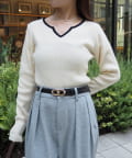 Thevon.(ゼヴォン) バイカラーキーネックリブニット