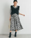 un dix cors(アンディコール) 《可憐な大人の品格》フラワープリントシャツワンピース