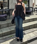 NICE CLAUP / OLIVE des OLIVE OUTLET(ナイスクラップ  / オリーブ デ オリーブ アウトレット) 【RMAF】サイドレースUPセミフレアデニム