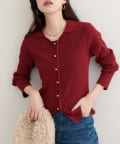 natural couture(ナチュラルクチュール) 【WEB限定】前あきカーデ風長袖ニット