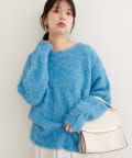 natural couture(ナチュラルクチュール) 【WEB限定】シャギー起毛クルーネックニットプルオーバー