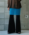 Pasterip(パセリ) 【ブラック/サイズ0・1】Sheer rib flared leggings