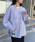 CIAOPANIC TYPY(チャオパニックティピー) 【WEB限定】レースアップチュニック丈ギャザーブラウス