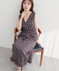 natural couture(ナチュラルクチュール) 【WEB限定】裾フリルチェック柄スカート