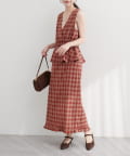 natural couture(ナチュラルクチュール) 【WEB限定】裾フリルチェック柄スカート