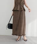 natural couture(ナチュラルクチュール) 【WEB限定】裾フリルチェック柄スカート