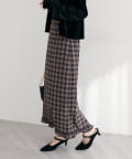 natural couture(ナチュラルクチュール) 【WEB限定】裾フリルチェック柄スカート