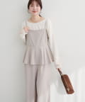 natural couture(ナチュラルクチュール) 【WEB限定】ストレッチペプラムオールインワン