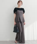 natural couture(ナチュラルクチュール) 【WEB限定】ストレッチペプラムオールインワン