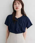natural couture(ナチュラルクチュール) 【sherbet line】接触冷感ドレープフリルカットソーブラウス