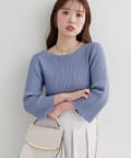 natural couture(ナチュラルクチュール) 【WEB限定】フレアスリーブアイレットリブニット