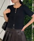 NICE CLAUP / OLIVE des OLIVE OUTLET(ナイスクラップ  / オリーブ デ オリーブ アウトレット) 【RMAF】ラメフェザーWZIP半袖ニット