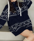 NICE CLAUP / OLIVE des OLIVE OUTLET(ナイスクラップ  / オリーブ デ オリーブ アウトレット) 【one after another】リボンハーフジップknitワンピ