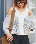 CIAOPANIC TYPY(チャオパニックティピー) etsintaリメイクオフショルハーフスリーブtee