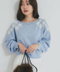 La boutique BonBon(ラブティックボンボン) 【最強愛されニット】お花刺繍クロップドニット