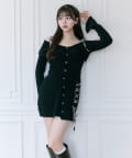 OLIVE des OLIVE(オリーブ デ オリーブ) 【Belle Charme】レースアップオフショルニットワンピ