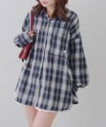 NICE CLAUP / OLIVE des OLIVE OUTLET(ナイスクラップ  / オリーブ デ オリーブ アウトレット) 【RMAF】衿合皮刺繍入りチェックシャツ