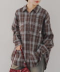 NICE CLAUP / OLIVE des OLIVE OUTLET(ナイスクラップ  / オリーブ デ オリーブ アウトレット) 【RMAF】衿合皮刺繍入りチェックシャツ