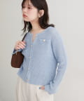 natural couture(ナチュラルクチュール) 【WEB限定】ポケ付き金釦ワッフル編みカーディガン
