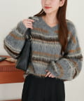 DISCOAT(ディスコート) 【FAV KNIT FES】シャギーマルチボーダーVネックニット《ユニセックス》