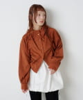 w closet(ダブルクローゼット) 【25AW/4色展開】フリルフーディーピーチシャツ