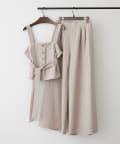 NICE CLAUP / OLIVE des OLIVE OUTLET(ナイスクラップ  / オリーブ デ オリーブ アウトレット) 人気につきリバイバル！【RMAF】【２枚セット】麻風素材の色々ぼたんキャミ+パンツセット