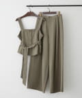 NICE CLAUP / OLIVE des OLIVE OUTLET(ナイスクラップ  / オリーブ デ オリーブ アウトレット) 人気につきリバイバル！【RMAF】【２枚セット】麻風素材の色々ぼたんキャミ+パンツセット