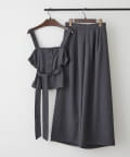 NICE CLAUP / OLIVE des OLIVE OUTLET(ナイスクラップ  / オリーブ デ オリーブ アウトレット) 人気につきリバイバル！【RMAF】【２枚セット】麻風素材の色々ぼたんキャミ+パンツセット
