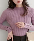 natural couture(ナチュラルクチュール) 袖口べこべこ釦プチハイリブニット
