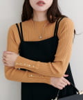 natural couture(ナチュラルクチュール) 袖口べこべこ釦プチハイリブニット