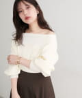 natural couture(ナチュラルクチュール) もちもちワイドリブぽわ袖ニット