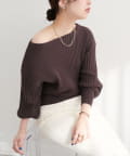 natural couture(ナチュラルクチュール) もちもちワイドリブぽわ袖ニット