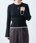 OUTLET(アウトレット) 【w closet】リボン刺繍リブニット