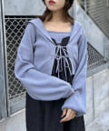 OUTLET(アウトレット) 【w closet】セーラーカラーニットカーデキャミSET