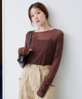 Kastane(カスタネ) 【8.23(土)0:00発売】フラワーコード刺繍シアーTOPS