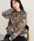 natural couture(ナチュラルクチュール) 花柄ジャガードシャギーニットプルオーバー