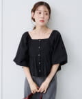 Kastane(カスタネ) 【8.23(土)0:00発売/2WAY/4色展開/無地&チェック/WEB限定カラー】バルーン七分袖ブラウス