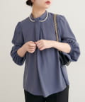 natural couture(ナチュラルクチュール) 【WEB限定】パールネックレス付きフロントタックブラウス