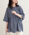 natural couture(ナチュラルクチュール) 【WEB限定】サイドドロスト7分袖ブラウス