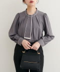 natural couture(ナチュラルクチュール) 【WEB限定】マルチWAYボウタイ配色ブラウス