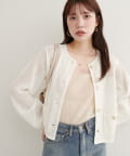 natural couture(ナチュラルクチュール) 【WEB限定】ラッセルノーカラー羽織ジャケット