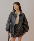 REVIVAL/WEB限定】フェイクレザーミドルルーズジャケット