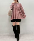 natural couture(ナチュラルクチュール) WEB限定／【canami】2WAYリボンベロアブラウス