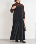 OUTLET(アウトレット) 【un dix cors】ラメ入りベロア切替キャミワンピース