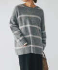 OUTLET(アウトレット) 【un dix cors】ボーダーモヘアシャギーニット