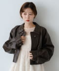Kastane(カスタネ) 【8.23(土)0:00発売/2025AW/2サイズ展開/襟2WAY】フェイクレザーショートブルゾン